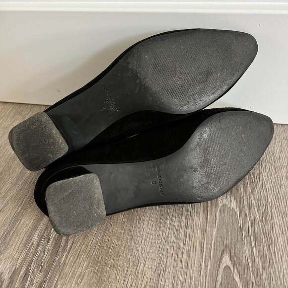 Everlane Suede V Heel Pump Leather Almond Toe Minimalist - Picture 6 of 7